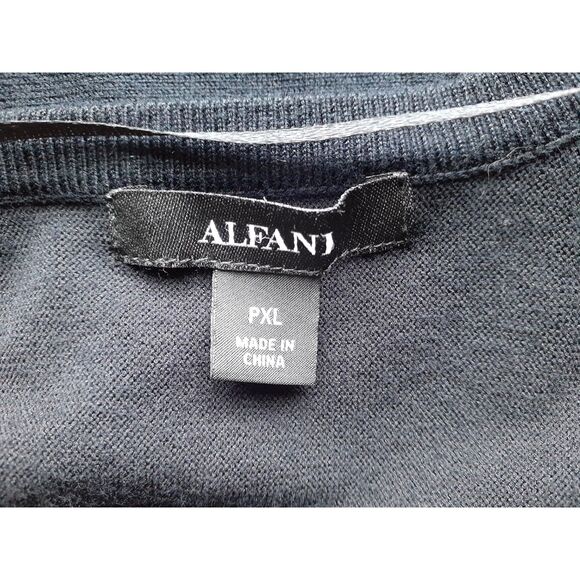 Alfani Deep Black White Striped Front Knit Ribbed Open Front Core Cardigan PXL - Picture 9 of 9